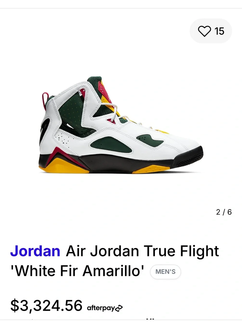 Air Jordan True Flight 'White Fir Amarillo